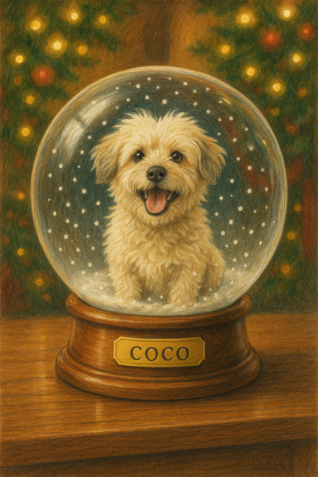 Christmas Snow Globe Pet Portrait | Festive Art - Image 3