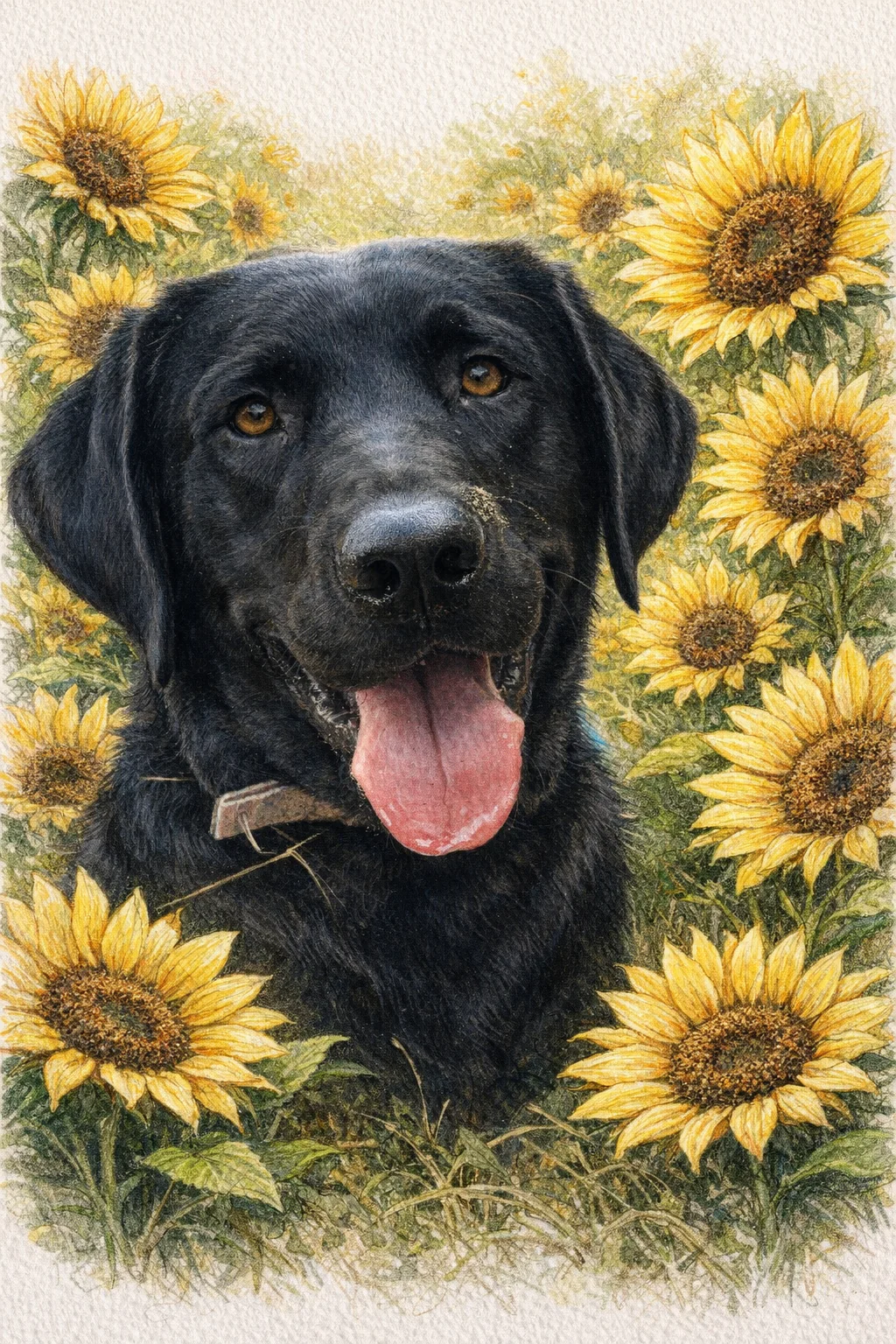 Sunflower Pet Portrait | Colorful Floral Art