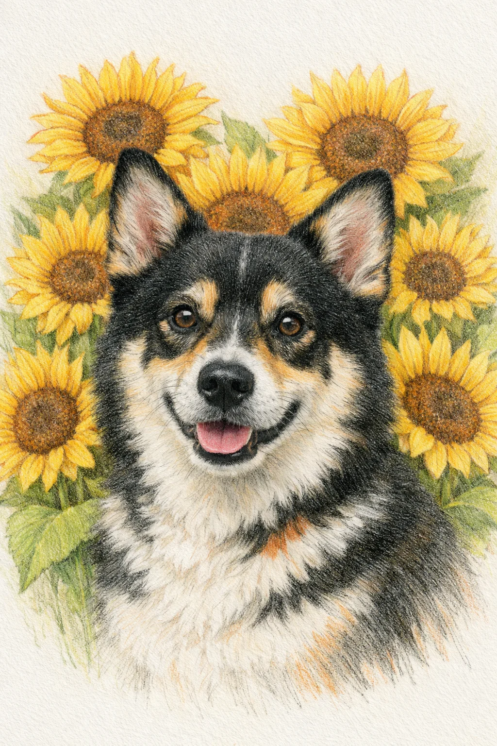 Sunflower Pet Portrait | Colorful Floral Art - Image 3